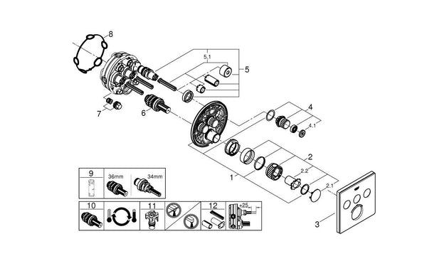Grohe Grohtherm  Smart Control Üç Valfli Akış Kontrollü, Ankastre Termostatik Duş Bataryası - 29157LS0