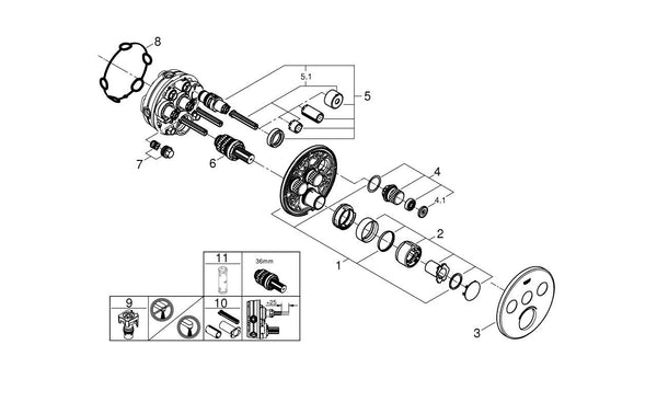 Grohe Smart Control3 Valfli Akış Kontrollü Ankastre Duş Bataryası - 29146000