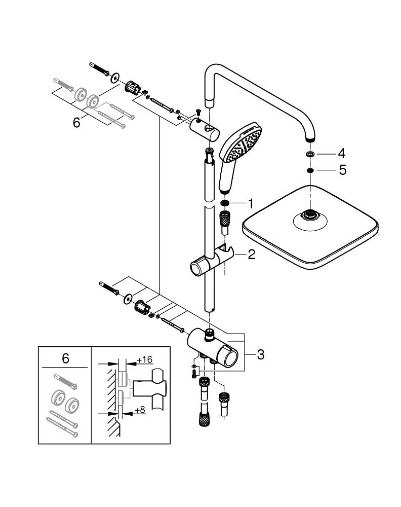 Grohe Tempesta  System 250  Cube Duvar Bağlantılı, Divertörlü Duş Sistemi - 26976001