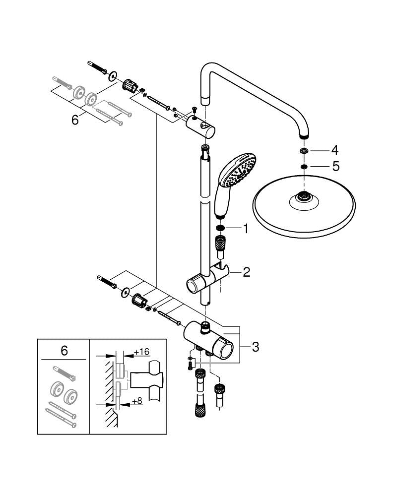 Grohe Tempesta  System 250 Duvar Bağlantılı, Divertörlü Duş Sistemi - 26675001