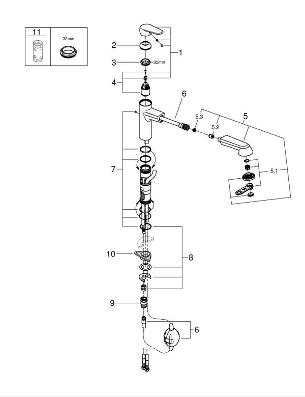 Grohe Eurodisc  Cosmopolitan Tek Kumandalı Eviye Bataryası - 32257002