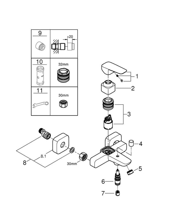 Grohe G R O H E  Cubeo Tek Kumandalı Banyo Bataryası - 1018130000