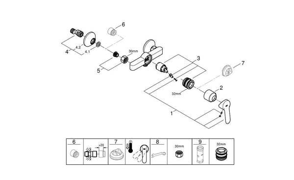 Grohe Bau Edge Tek Kumandalı Duş Bataryası - 23636000
