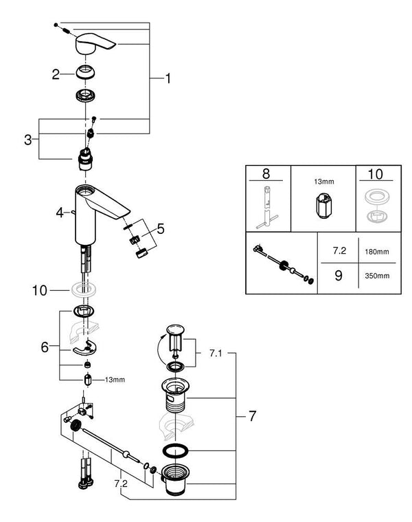 Grohe Eurosmart Tek Kumandalı Lavabo Bataryası  M- Boyut - 23322003