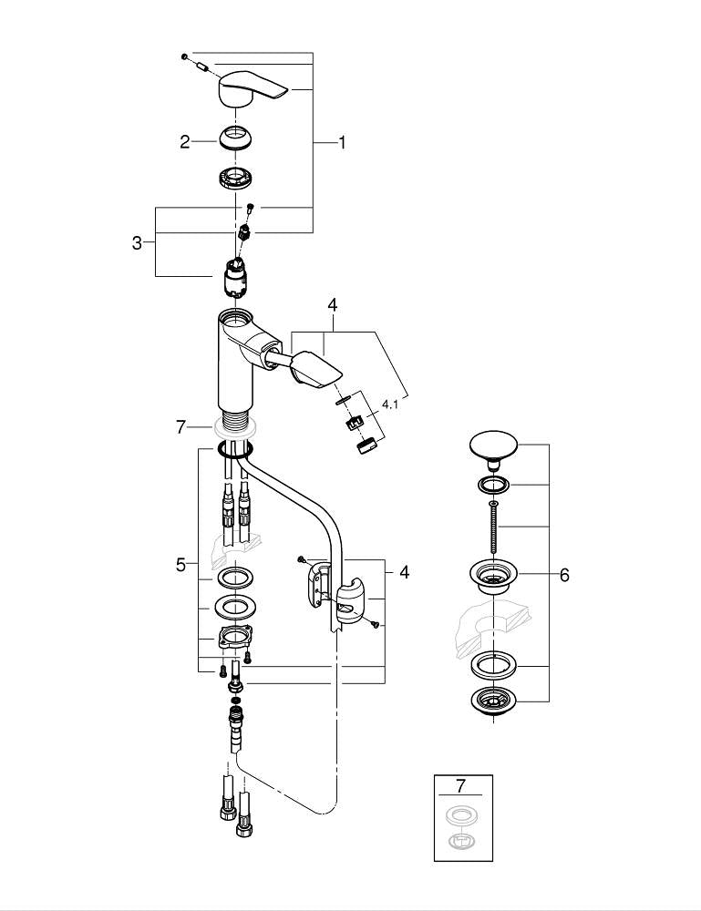 Grohe Eurosmart Tek Kumandalı Lavabo Bataryası  M- Boyut - 23976003