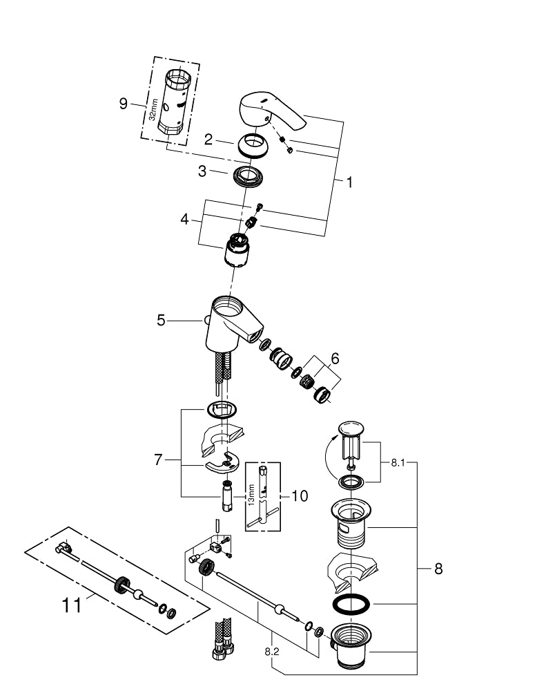 Grohe Eurosmart Tek Kumandalı Bide Bataryası  S- Boyut - 32929002