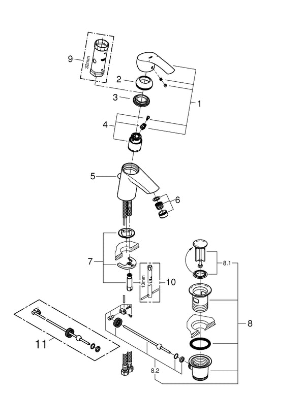Grohe Eurosmart Tek Kumandalı Lavabo Bataryası  S- Boyut - 33265002