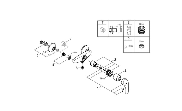 Grohe Eurosmart Tek Kumandalı Duş Bataryası - 33555002