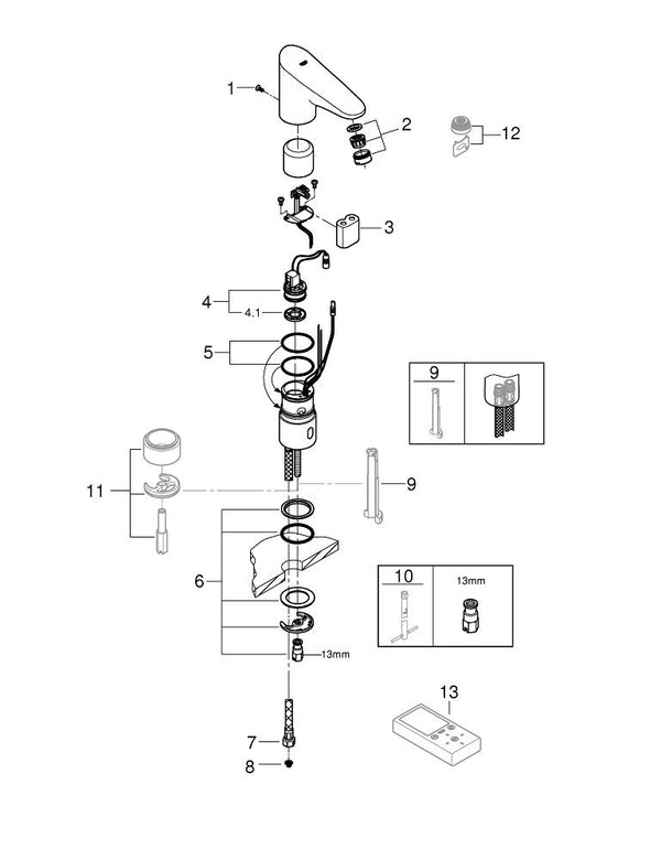 Grohe Europlus  E Fotoselli Lavabo Bataryası, Tek Su Girişli - 36208001
