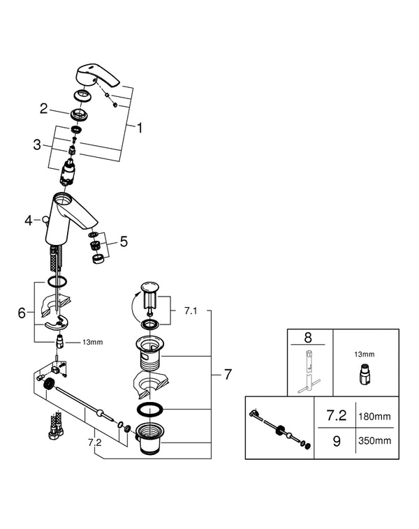 Grohe Eurosmart Tek Kumandalı Lavabo Bataryası  M- Boyut - 23322001