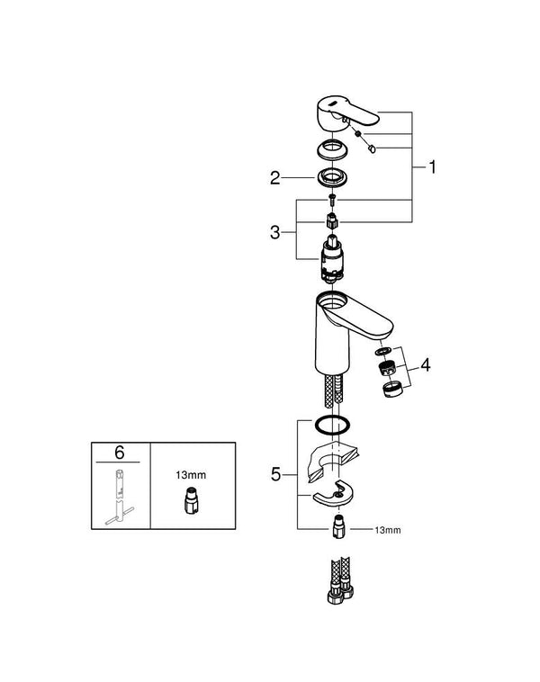 Grohe Bau Edge Tek Kumandalı Lavabo Bataryası  S- Boyut - 23330000