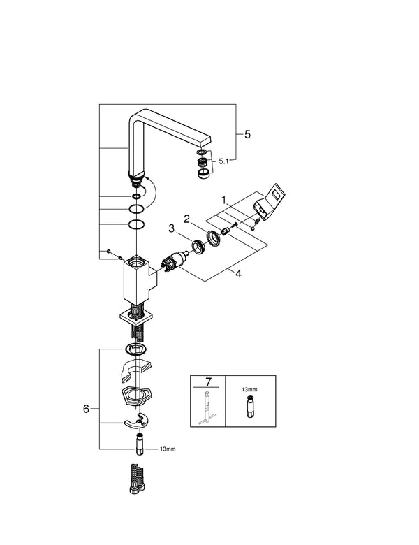 Grohe Eurocube Tek Kumandalı Eviye Bataryası - 31255000