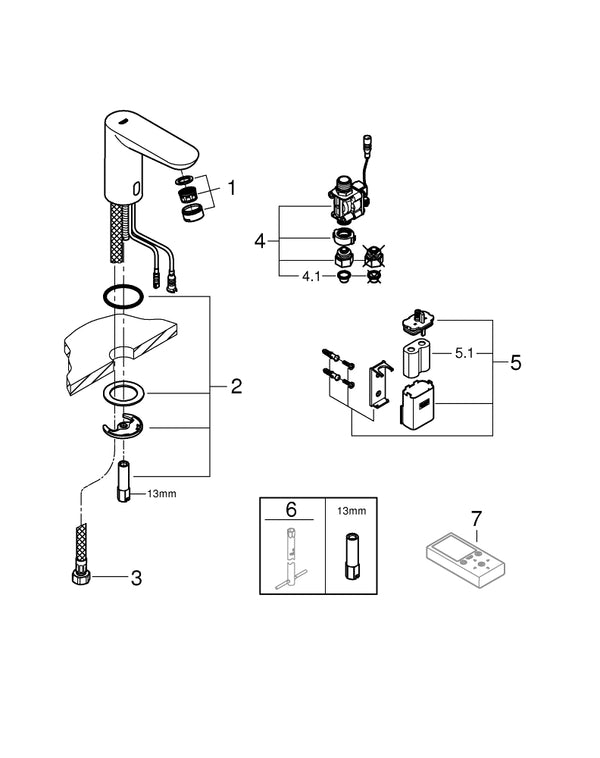 Grohe Euroeco  Cosmopolitan  E Fotoselli Lavabo Bataryası, Tek Su Girişli - 36271000