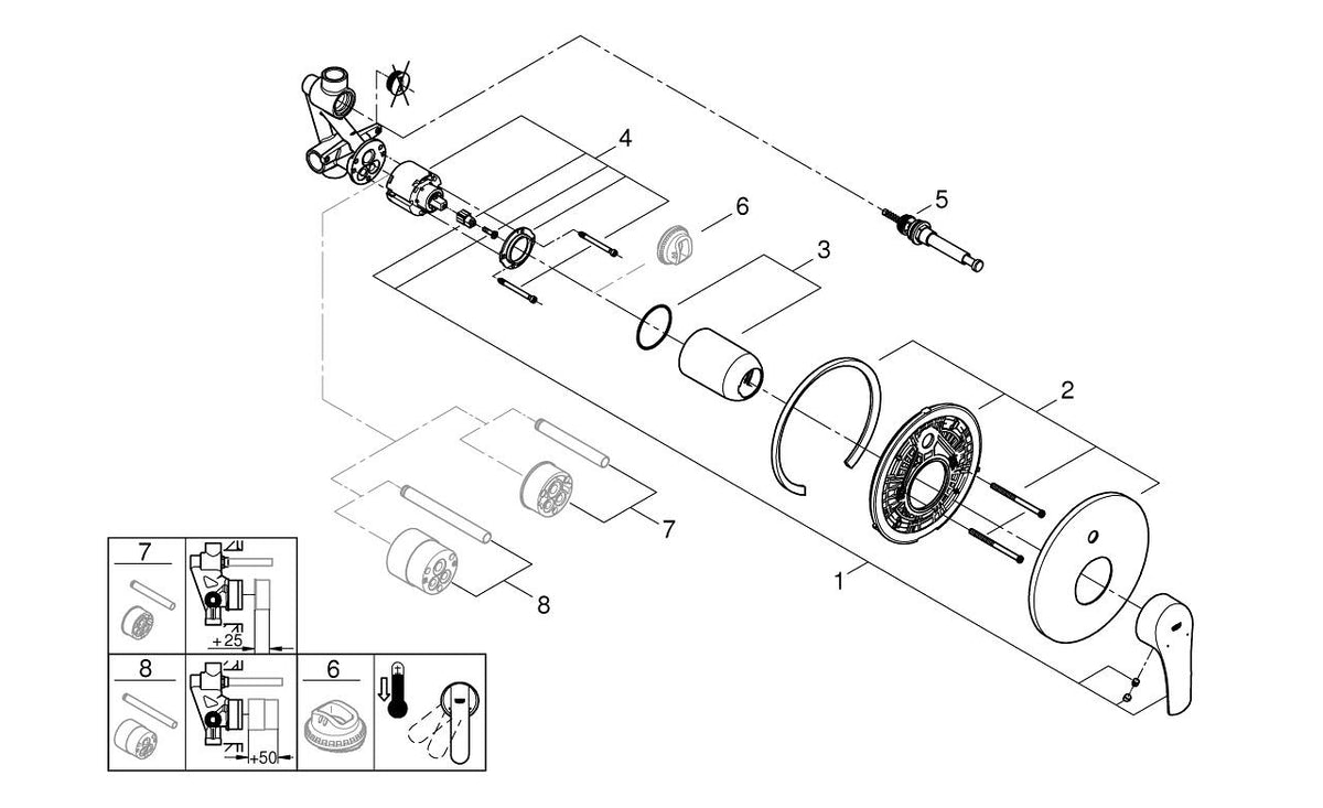 Grohe Eurosmart Tek Kumandalı Banyo Bataryası - 33305003