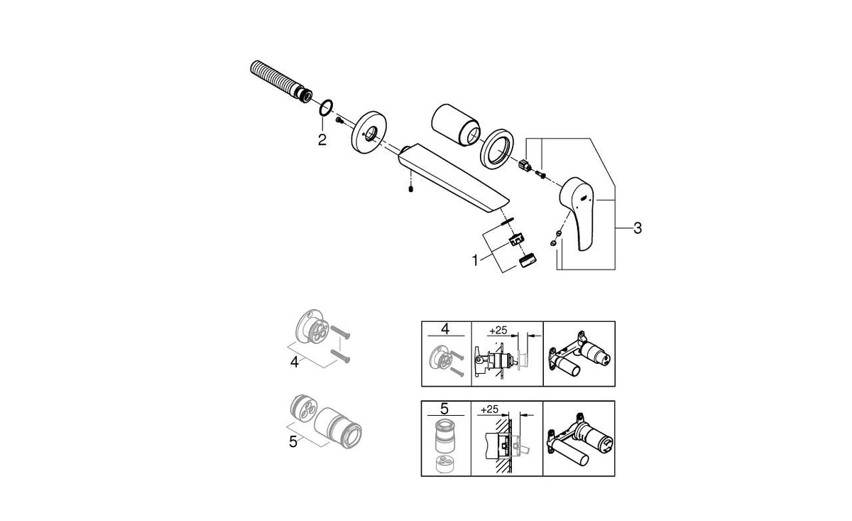 Grohe Eurosmart İki Delikli Lavabo Bataryası  M- Boyut - 29338003