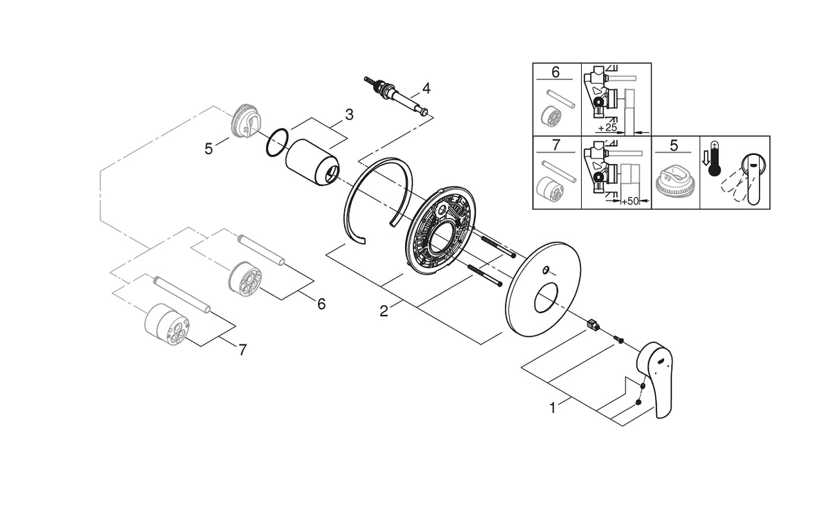 Grohe Eurosmart Ankastre Banyo/Duş Bataryası - 19450003