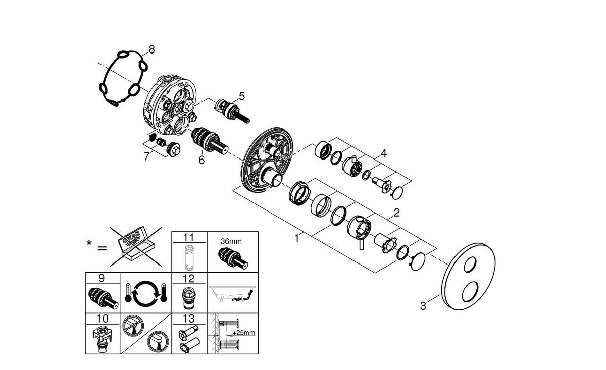 Grohe Atrio Termostatik Banyo/Duş Bataryası - 24358AL0