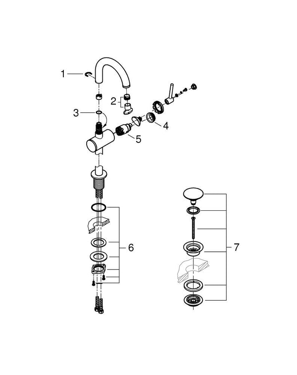 Grohe Atrio Tek Kumandalı Lavabo Bataryası  M- Boyut - 24363000
