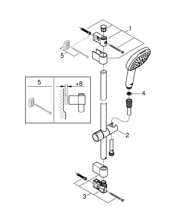 Grohe Tempesta  Cube 110 Shower Rail Set 3 Sprays ( Rain,  Jet,  Massage) - 27579003