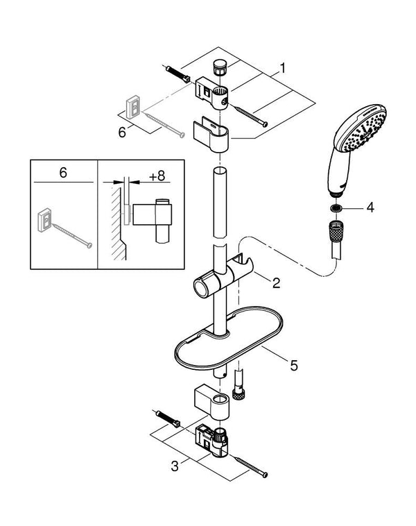 Grohe Tempesta 110 Shower Rail Set 3 Sprays ( Rain,  Jet,  Massage) - 27600003