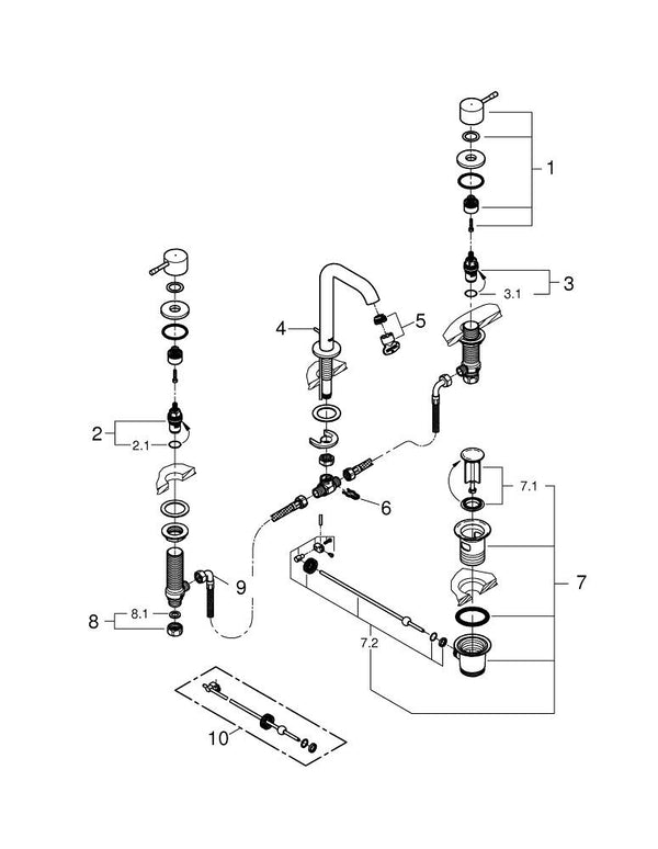 Grohe Essence3 delikli lavabo bataryası 1/2″  M- Boyut - 20296001