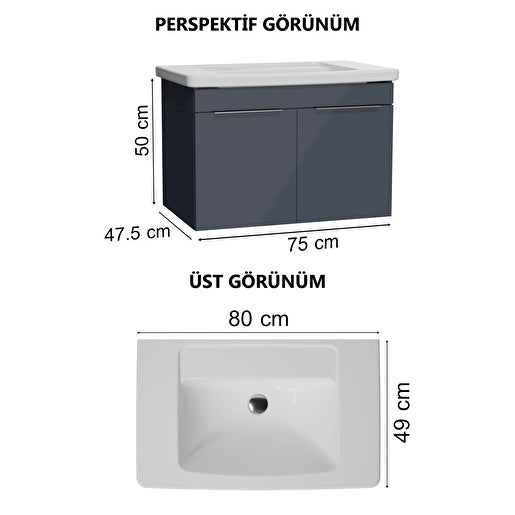 VitrA Quadrum Lavabo Dolabı 66165