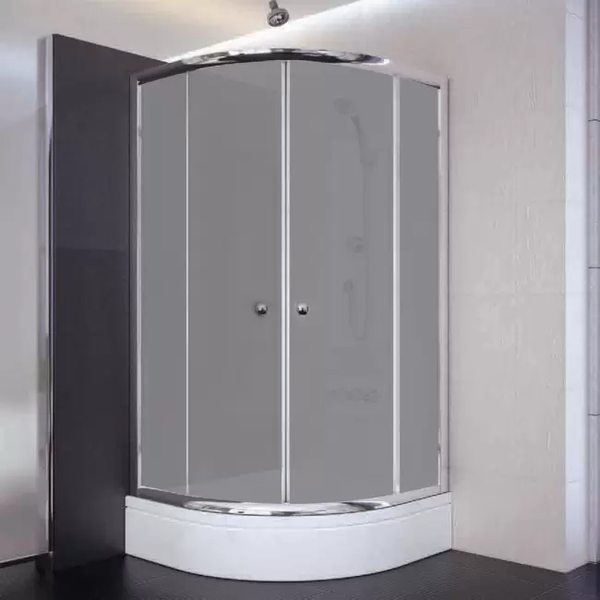 100x100x180 Oval Parlak Profil Komple Kumlu Cam Duş Kabini (tekne Hariç)