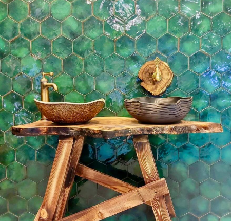 Art Mosaic Antic Hexagon 15x17 / 6"  Moss Glossy Duvar Karosu