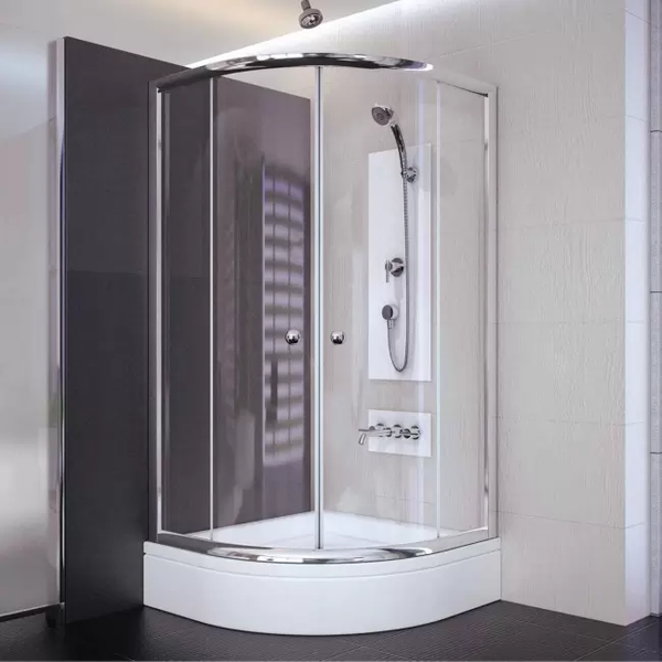 100x100x180 Oval Parlak Profil Şeffaf Cam Duş Kabini (tekne Hariç)