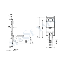 'DuraSystem® Gömme Rezervuar, alçıpan duvar, 1150 x 500 x 90 mm' - 2