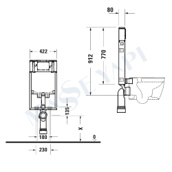 DuraSystem® Gömme Rezervuar, tuğla duvar, 760 x 422 x 80 mm - 2