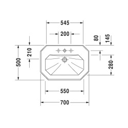 Duravit 1930 Seri Lavabo 70 cm Tek Delikli Beyaz 0438700000 - 2