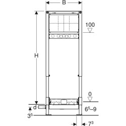 Duş için Geberit Duofix elemanı, 130 cm, duvar süzgeci ile, sıva altı ankastre batarya, girişte 65–90 mm şap yüksekliği için - 4