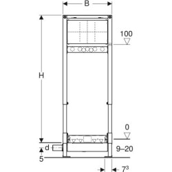 Duş için Geberit Duofix elemanı, 130 cm, duvar süzgeci ile, sıva altı ankastre batarya, girişte 90–200 mm şap yüksekliği için - 4