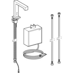 Geberit Brenta lavabo bataryası, tezgah üstü, elektrikli, sıva üstü fonksiyon kutusu ile: Parlak krom, Mikser=Mikserli - 2