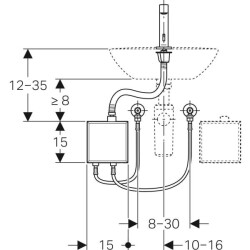 Geberit Brenta lavabo bataryası, tezgah üstü, elektrikli, sıva üstü fonksiyon kutusu ile: Parlak krom, Mikser=Miksersiz - 3