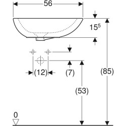 Geberit Citterio çanak lavabo: B=56cm, T=40cm, Batarya deliği=Yok, Taşma deliği=Yok, Beyaz / KeraTect - 4