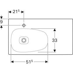 Geberit Citterio etajerli lavabo: B=90cm, T=50cm, Batarya deliği=Sol, Taşma deliği=Yok, Etajer alanı=Sağ, Beyaz / KeraTect - 3