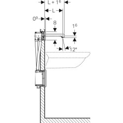 Geberit lavabo bataryası Brenta, ankastre, jeneratörlü, sıva altı fonksiyon kutusu için: Parlak krom, L=17cm, Mikser=Mikserli - 3