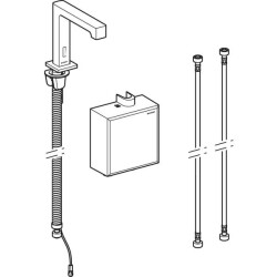 Geberit lavabo bataryası Brenta, tezgah üstü, jeneratörlü, sıva üstü fonksiyon kutusu ile: Parlak krom, Mikser=Miksersiz - 2