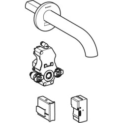 Geberit lavabo bataryası Piave, ankastre, elektrikli, sıva altı fonksiyon kutusu için: Parlak krom, L=22cm, Mikser=Mikserli - 2