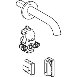 Geberit lavabo bataryası Piave, ankastre, jeneratörlü, sıva altı fonksiyon kutusu için: Parlak krom, L=17cm, Mikser=Mikserli - 2