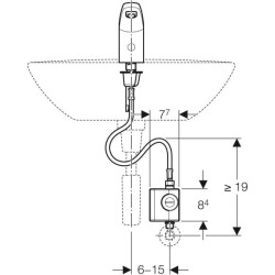 Geberit lavabo bataryası Tip 185, jeneratörlü: Parlak krom, Mikser=Miksersiz - 3