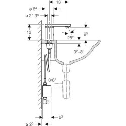 Geberit lavabo bataryası Tip 186, jeneratörlü: Parlak krom, Mikser=Miksersiz - 4