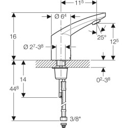 Geberit lavabo bataryası Type 185, pilli: Parlak krom, Mikser=Miksersiz - 3