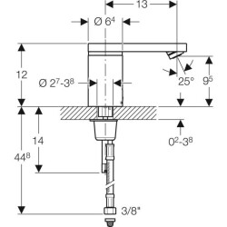 Geberit lavabo bataryası Type 186, elektrikli: Parlak krom, Mikser=Miksersiz - 3