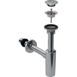 Geberit lavabo sifonu, kapak ve adaptör conta, yatay çıkış: d=32mm, G=1 1/4', Parlak krom - 1