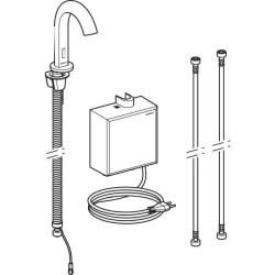 Geberit Piave lavabo bataryası, tezgah üstü, elektrikli, sıva üstü fonksiyon kutusu ile: Parlak krom, Mikser=Miksersiz - 2