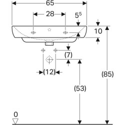 Geberit Smyle lavabo: B=65cm, T=48cm, Batarya deliği=Orta, Taşma deliği=Görünür, Beyaz - 4