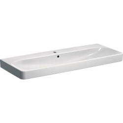 Geberit Smyle Square lavabo: B=120cm, T=48cm, Batarya deliği=Orta, Taşma deliği=Görünür, Beyaz - 1